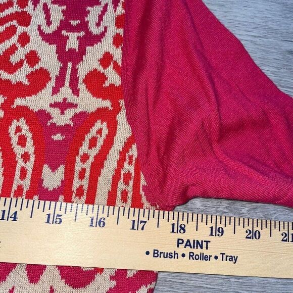 Weekend Max Mara Women Large Fuchsia Cashmere Print Sweater Silk Blend Shirt New - Picture 11 of 12